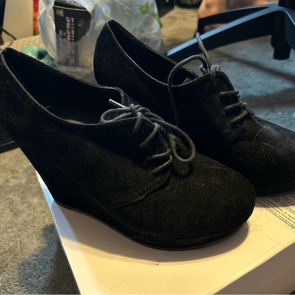 Torrid Black Wedge Shoes with Suede Finish